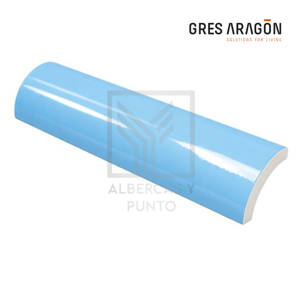 Gres de Aragón: Pieza Redondeada para Borde Azul Claro