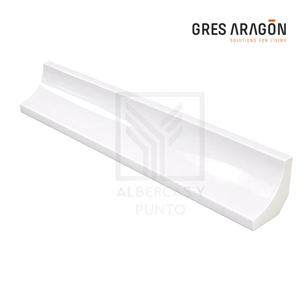 Gres de Aragón: Pieza Redondeada para Media Caña Blanco