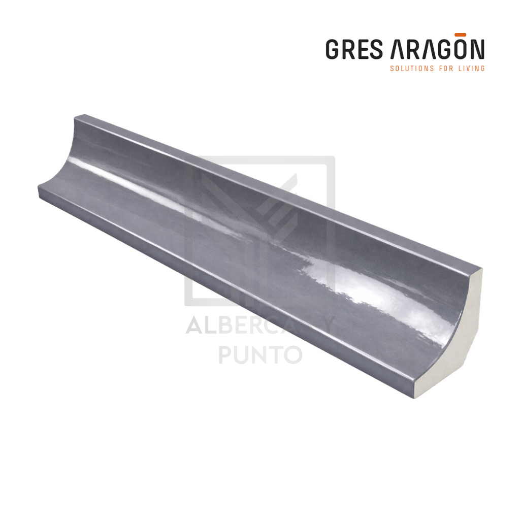 Gres de Aragón: Pieza Redondeada para Media Caña Gris