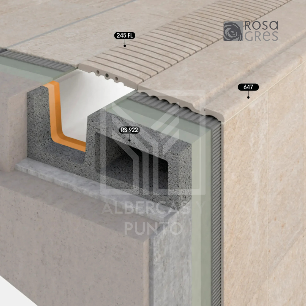Sistema desbordante PRESTIGE Rosa Gres Alberca de Competencia