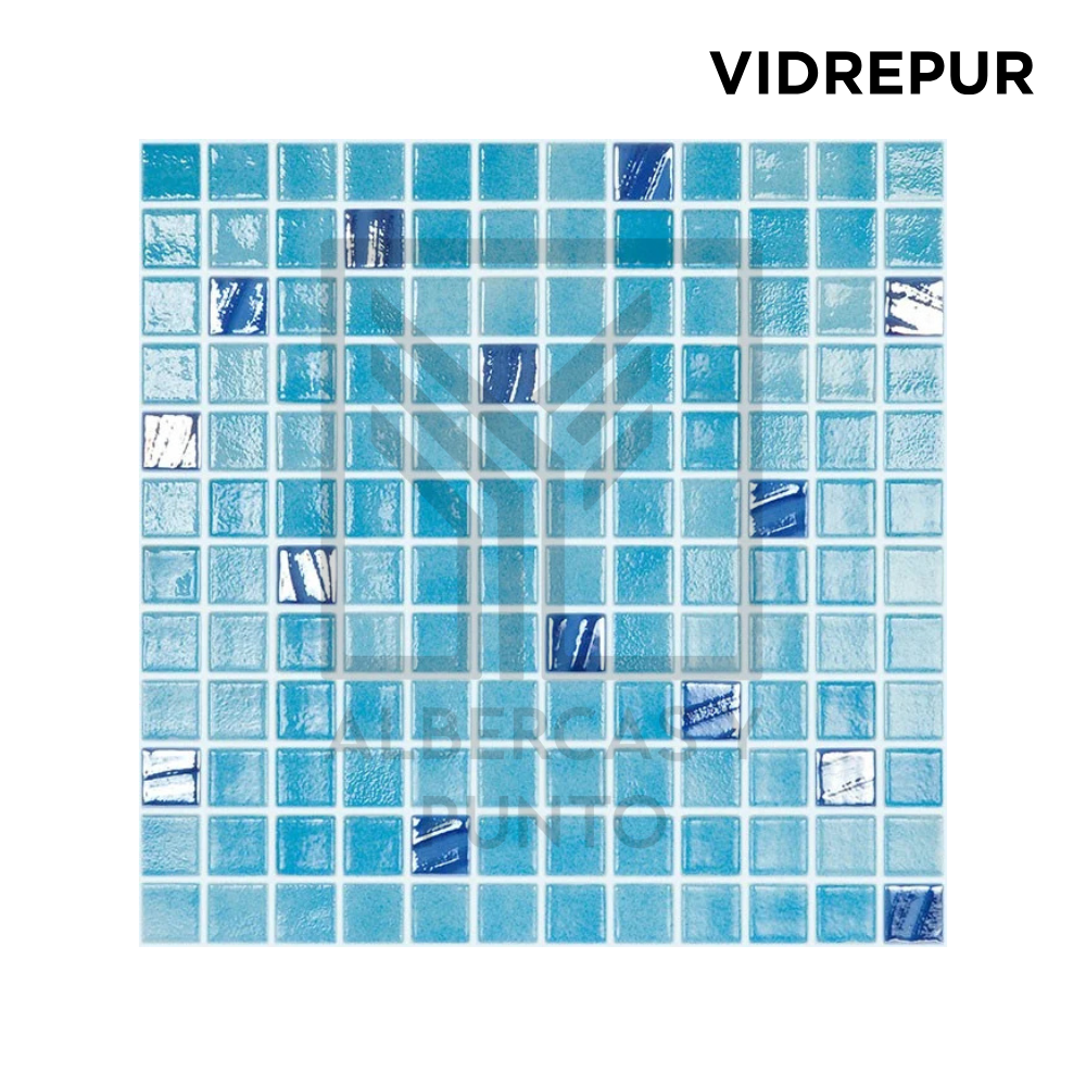 Vidrepur: Mosaico Mezcla Turquesa de 2.5x2.5