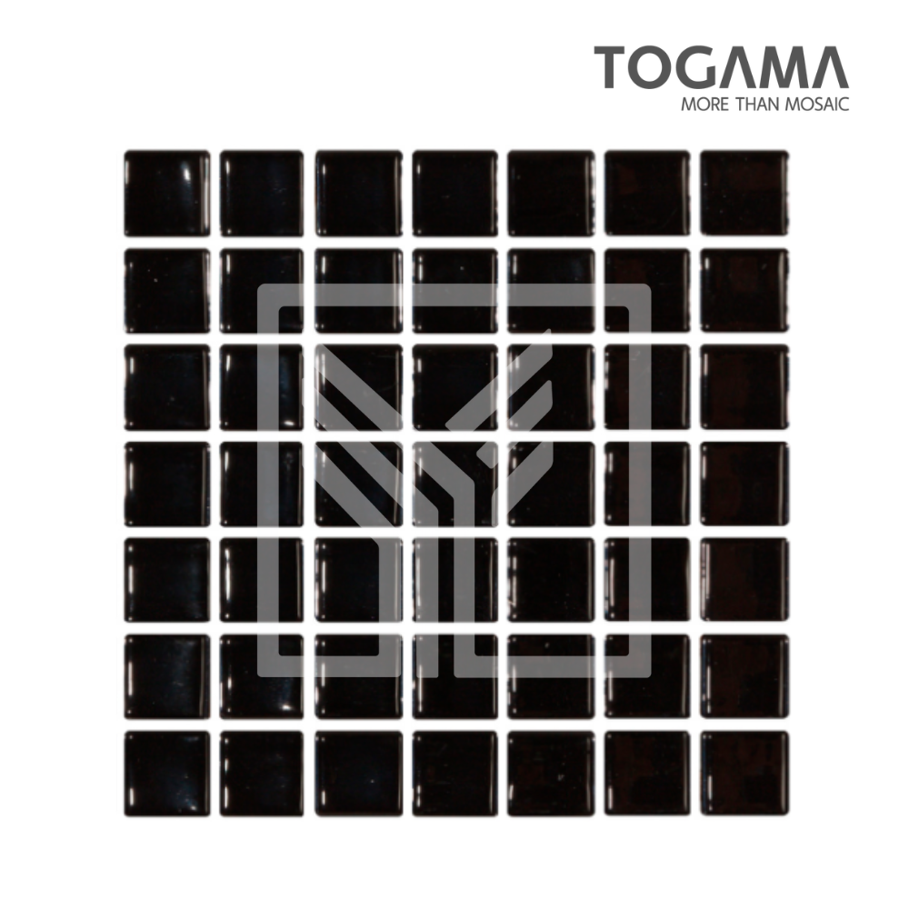 TOGAMA: Mosaico Negro Liso de 2.5 × 2.5