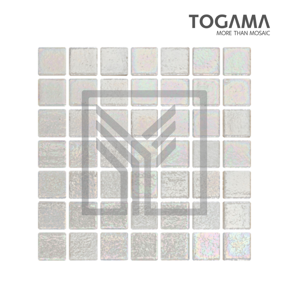 TOGAMA: Mosaico Tornasol Blanco Perla de 2.5 × 2.5